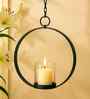 Black Iron Modern Hanging Tea Light Holder Glass Hurricane
