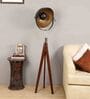 Black Iron Shade  Floor Lamp With Walnut Base
