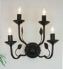 Black Italian 15 Inch Dual Tier 4-Light Steel Wall Lamp Light