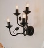 Black Italian 15 Inch Dual Tier 4-Light Steel Wall Lamp Light