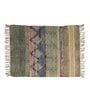 Black Jute Cotton Block Printed Hand Woven 3 x 2 Feet Dhurrie