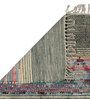 Black Jute Cotton Block Printed Hand Woven 3 x 2 Feet Dhurrie