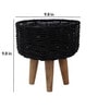 Metal & Jute Black Planter Set with Wooden Legs