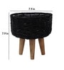 Metal & Jute Black Planter Set with Wooden Legs