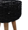 Metal & Jute Black Planter Set with Wooden Legs
