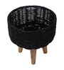 Metal & Jute Black Planter Set with Wooden Legs