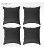 Black Solid Jute 18 x 18 Inches Cushion Covers (Set of 4)