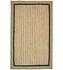 Black Striped Jute 5 ft x 7 ft Hand Woven Carpet