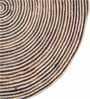 Black Geometric Jute 3 ft x 3 ft Hand Woven Round Carpet