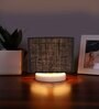 Black Jute Table Lamp with White wood base -36
