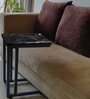 Black Metal C-Shape End Table in Brown Colour