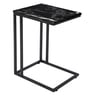 Black Metal C-Shape End Table in Brown Colour