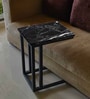 Black Metal C-Shape End Table in Brown Colour