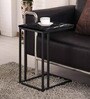 Black Metal C-Shape End Table in Brown Colour