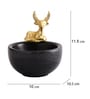 Black Marble Nut Candy Bowl Brass Antler Embedded