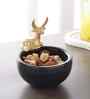 Black Marble Nut Candy Bowl Brass Antler Embedded
