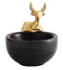 Black Marble Nut Candy Bowl Brass Antler Embedded
