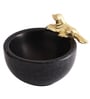 Black Marble Nut Candy Bowl Brass Dog Embedded