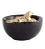 Black Marble Nut Candy Bowl Brass Dog Embedded