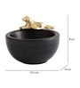 Black Marble Nut Candy Bowl Brass Dog Embedded