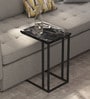 Black Metal C-Shape End Table in Brown Colour