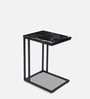 Black Metal C-Shape End Table in Brown Colour