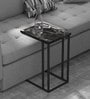 Black Metal C-Shape End Table in Brown Colour