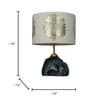 Black Marble Table Lamp with Gold Embroidered Drum Shade