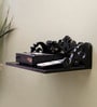 Engineered Wood Carved Wall Mounted Set Top Box Holder in Black Colour