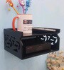Engineered Wood Wall Mounted Set Top Box Holder in Black Colour