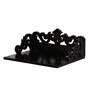 Engineered Wood Carved Wall Mounted Set Top Box Holder in Black Colour