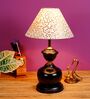 Black Metal & Cotton Beige & Gold Colour Table Lamp