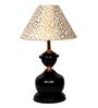 Black Metal & Cotton Beige & Gold Colour Table Lamp