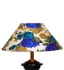 Black Metal & Cotton Blue & White Colour Table Lamp