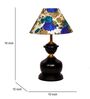 Black Metal & Cotton Blue & White Colour Table Lamp