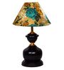 Black Metal & Cotton Green & Yellow Colour Table Lamp