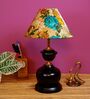 Black Metal & Cotton Green & Yellow Colour Table Lamp