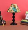 Black Metal & Cotton Green & Yellow Colour Table Lamp