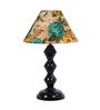 Black Metal & Cotton Green & Yellow Colour Table Lamp