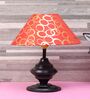 Black Metal & Cotton Red & Gold Colour Table Lamp