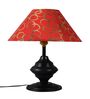 Black Metal & Cotton Red & Gold Colour Table Lamp