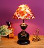 Black Metal & Cotton Red & Purple Colour Table Lamp