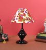 Black Metal & Cotton Red & Purple Colour Table Lamp