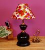 Black Metal & Cotton Red & Purple Colour Table Lamp