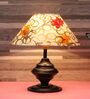 Black Metal & Cotton Red & Yellow Colour Table Lamp