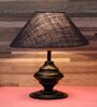 Black Metal & Natural Fiber Blue Colour Table Lamp