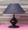 Black Metal & Natural Fiber Blue Colour Table Lamp