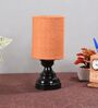 Black Metal & Natural Fiber Mustard Colour Table Lamp