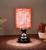 Black Metal & Natural Fiber Red Colour Table Lamp