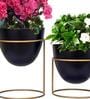 Alle (Set Of 2) Black Metal FloorPlanter